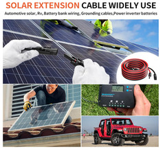 Cable solar 10AWG con conectores, 20FT rojo y negro, ideal para paneles solares.