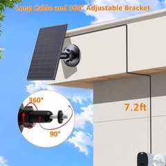 2W USB Solar Panel Charger for Security Cameras, 360° Adjustable Mount, 4 Pack