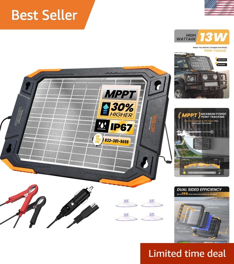 All-Weather 12V Solar Battery Charger with Versatile Installation Options