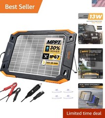 All-Weather 12V Solar Battery Charger with Versatile Installation Options