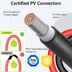 MC4 Y-Branch Solar Connectors 4-2 Parallel Adapter 10AWG IP68 Tool-Free 1.65FT