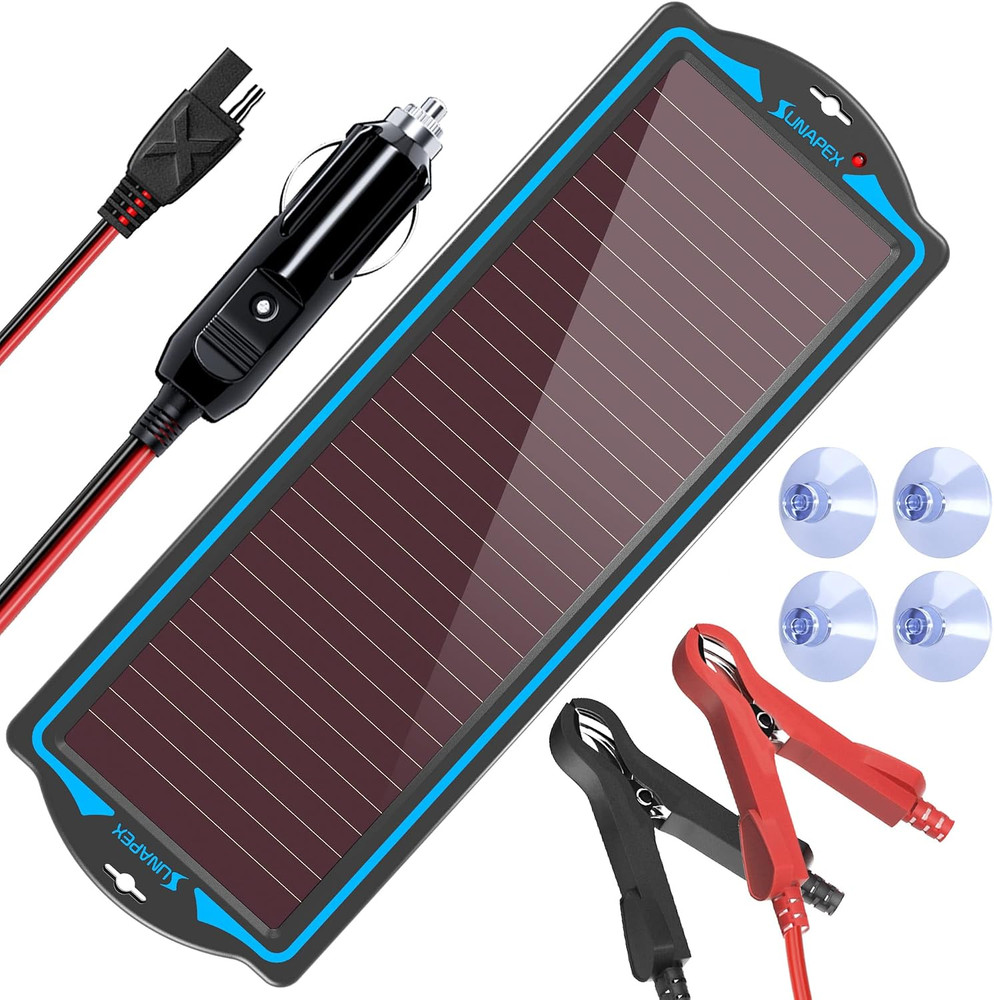 SUNAPEX 12V Solar Battery Charger Trickle Maintainer Kit for Car | Prevents