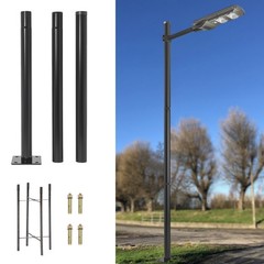 10ft Black Galvanized Steel Outdoor Parking Lot Lighting Post With Ground Cage