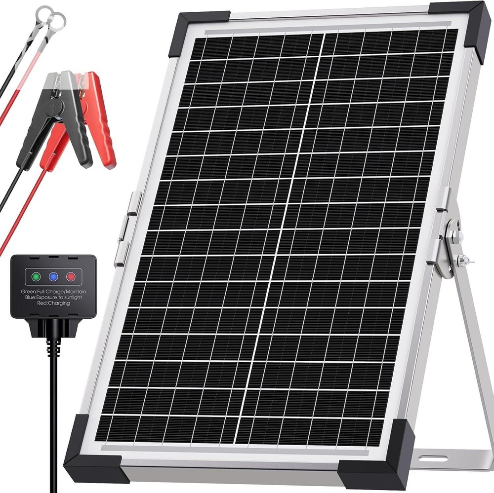 12V Trickle Charger 7.5W Solar Panel Maintainer Waterproof IP68