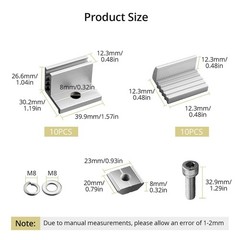 10pcs Solar Panel End Clamps 30-50 mm Adjustable, Solar Mount Bracket