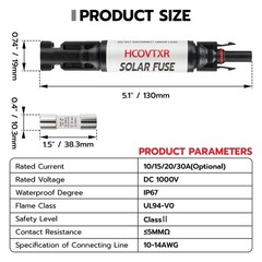Solar Panel Inline Fuse Holder, 10A-30A PV Fuse Inline Universal Fit Fuse Con…