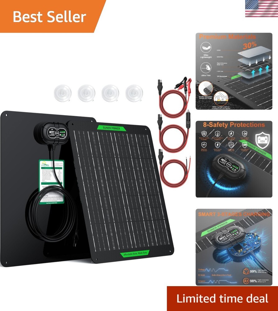 Eco-Friendly 20W Waterproof Solar Battery Charger with Visual Charge Indicator