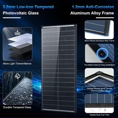 200 Watt Solar Panel,2pcs 100w bifacial solar panel,12V 18BB N-Type A