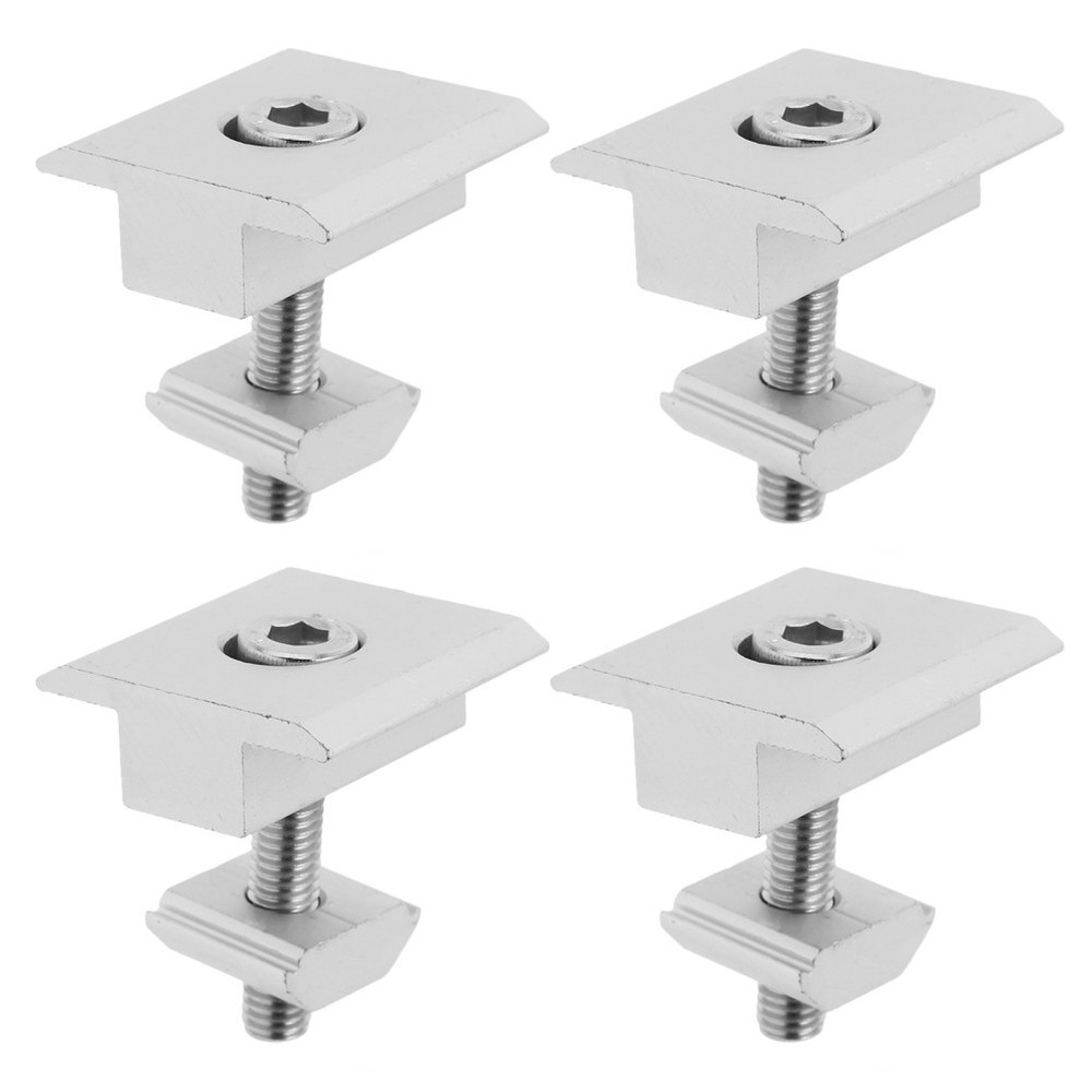 4Pcs Aluminum Alloy Solar Panel Mounting Mid Clamps Silver Reusable