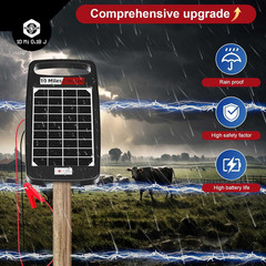 10 Miles Solar Powered Electric Fence Charger – 0.18J Output, 24/7 Day/Night Pro