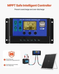 VEVOR 30W 12V Solar Panel Battery Charger, Solar Battery Trickle Charger Maintai