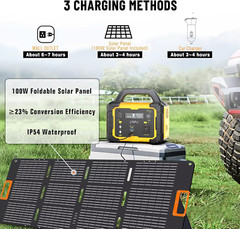 Solar Generator 300W Portable Power Station with 100W Foldable Solar Panel, 294W