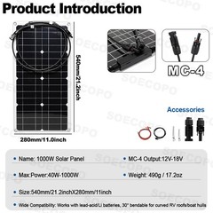 SOECOPO off grid portable 10000W Peak Solar Kit 2pcs Flexible Panel Controller