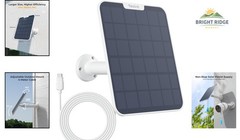 6W Solar Panel for Wireless Battery Cameras with Adjustable Mount & 4M Cable
