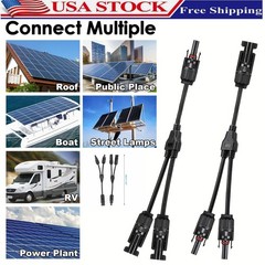 1 pair Solar Panel Y Branch Cable Connection Waterproof Adapter Connector Extens