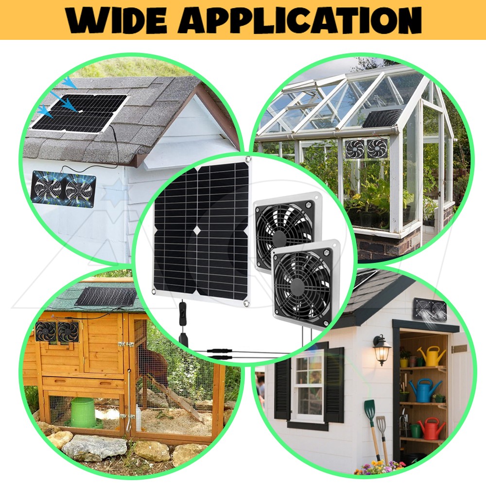 Solar Panel Powered Fan 30W Ventilator Roof Greenhouse Chicken Coop Exhaust Vent
