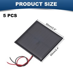 5 Mini 5.5V 0.44W 70mA Solar Panels with 2 Cables, 60x60mm for Solar