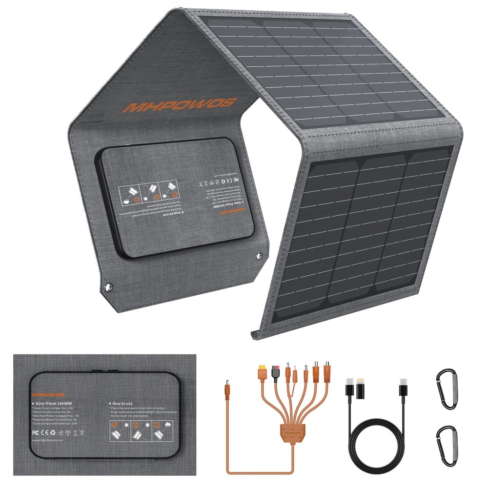 MHPOWOS 40W 80W 120W Portable Solar Panel Chargers IP65 Power Emergency Camping