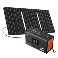 Portable Power Station 135W（270W Peak), Foldable 30W Solar Panel | Gray White