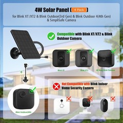 4 Pack Solar Panel for Blink Outdoor 2K+/4(4th Gen)/(3rd Gen) XT3