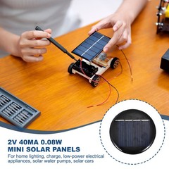 12 Pieces Round Solar Panels 2V 0.08W 40mA, for Photovoltaic Cells