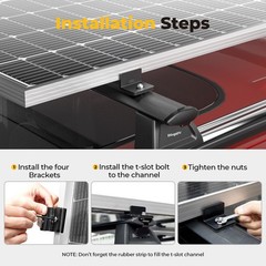 4PCS Solar Panel Mounting Brackets Kit Roof Rack T-Slot For RV Boat Roof Wall
