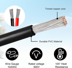 SAE Extension Cable 100FT 10AWG Quick Disconnect Wire SAE Connector Battery Char