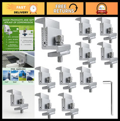 Adjustable Solar Panel End Clamps 10-Pack – Heavy-Duty Aluminum Mounting Bracket