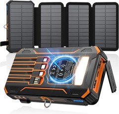 48000mAh Solar Power Bank, 4 Panels, Wireless, 4 Cables, PD QC 3.0