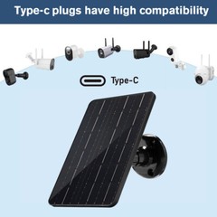 30W 5V Solar Panel USB C Power CCTV Camera Security Cam Battery Charger Outdoor