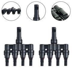 1Pair Solar Panels Cable 4-in-1 T Branch Connector Fuse Holder Splitter Coupler