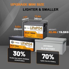 24V 100Ah LiFePO4 Lithium Battery for RV Marine Solar Panels System 100A BMS