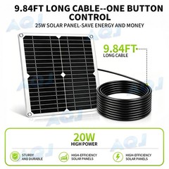 Solar Panel Fan kit, 18V Solar Powered Fan with Dual IP57 Waterproof Fans