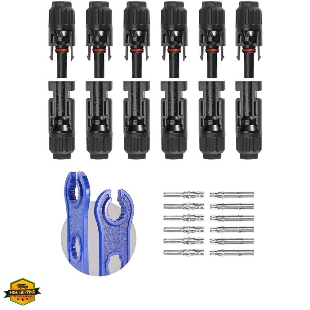 12 PCS Solar Connectors with Spanners Solar Panel Cable Connectors 6 Pairs Ma…