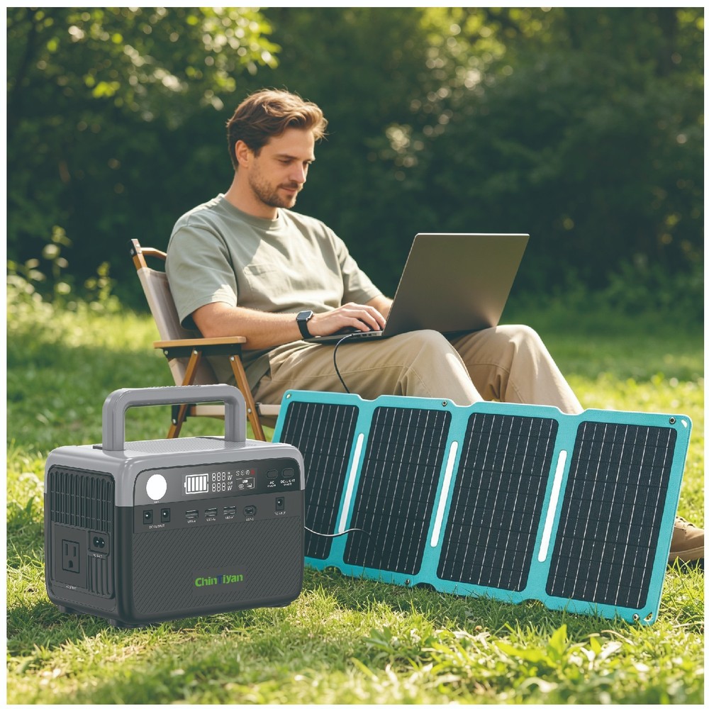 300W 230.4Wh Portable Solar Power Station Outdoor Generator with 36W Solar Panel