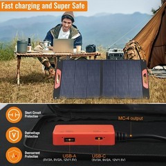 100W Foldable Solar Panel – Charger for Power Stations | Monocrystalline 23.5…