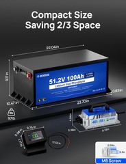 48V 100Ah Lithium Golf Cart Battery with 18A Charger Golf Cart, Trolling Motor