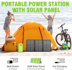 Portable Power Bank with Panel 24000mAh Power Station for Home Camping Emergency