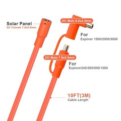 10FT Solar Panel Extension Cable, Female to Male with Right-Angle Adapter, 14AWG
