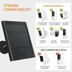 1 Pack 4W Solar Charger Ring Spotlight & Stick Up Outdoor Cam Black High