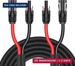 50Ft 10AWG Solar Cable Extension with Protection Cover, Solar Wire with Tool-Fre