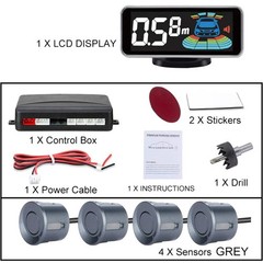 LCD Parking Sensor System Backlight Human Voice Alarm Display 4 Probes 12 Colors