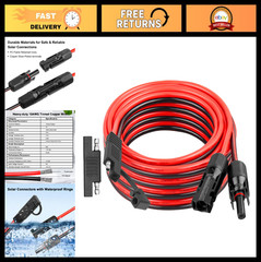 10AWG SAE to Solar Panel Connector Cable 20FT, Heavy-Duty Tinned Copper, Solar E
