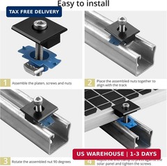 10pcs Solar Panels Mid Clamps for Unistrut, Aluminium Solar Panel Brackets