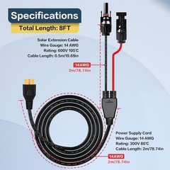 XT60i Charge Cable 14AWG 8FT for Solar Panels Portable Power Stations
