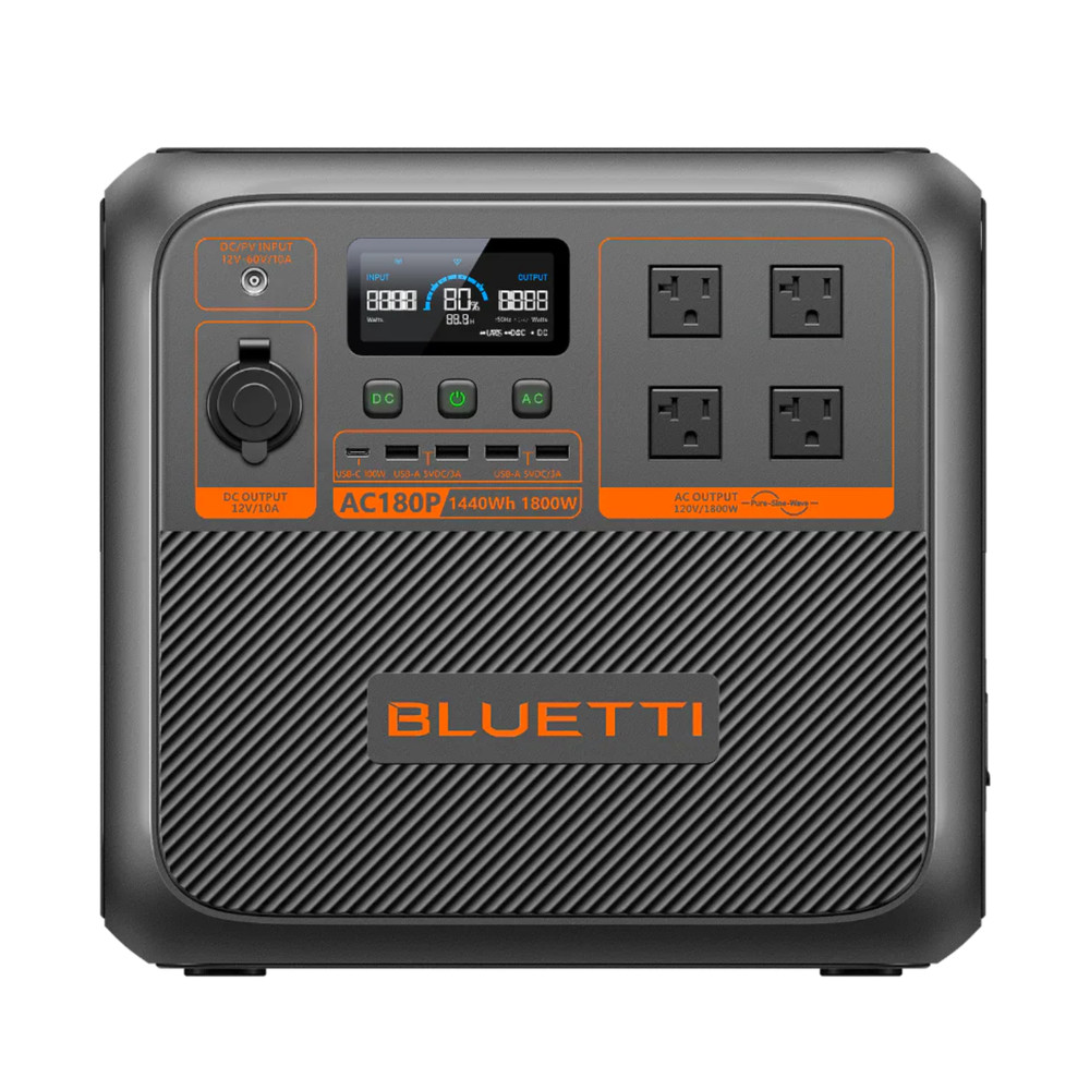 Bluetti AC180P Portable Power Station 1800W Solar Generator 11 Output Ports
