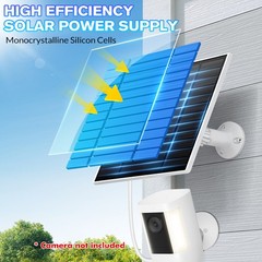 5W 5V Solar Panel IP65 Weatherproof for Ring Spotlight Camera Battery Charger