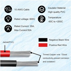 Solar Panel SAE Adapter Cable – 75FT 10AWG Extension Kit