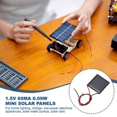 2 Mini 1.5V 0.09W 60mA Solar Panels with 2 Cables, 30x30mm for