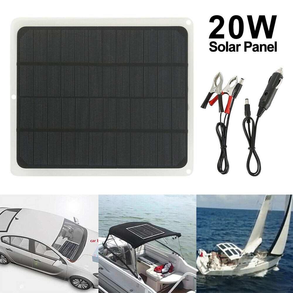 🔥20W Solar Panel Trickle Charge Battery Charger Maintainer Marine RV Car T-IT